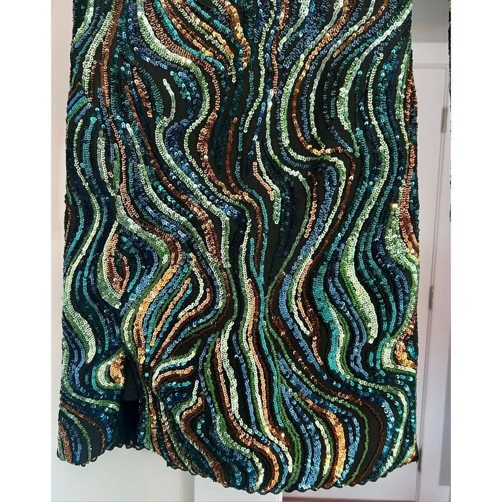 “Nathalia” Dress The Population Multi-color Sequin Cocktail Mini  Dress NWT - Picture 4 of 7